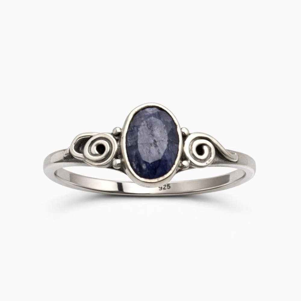 Sterling Silver Blue Sapphire Oval Ring
